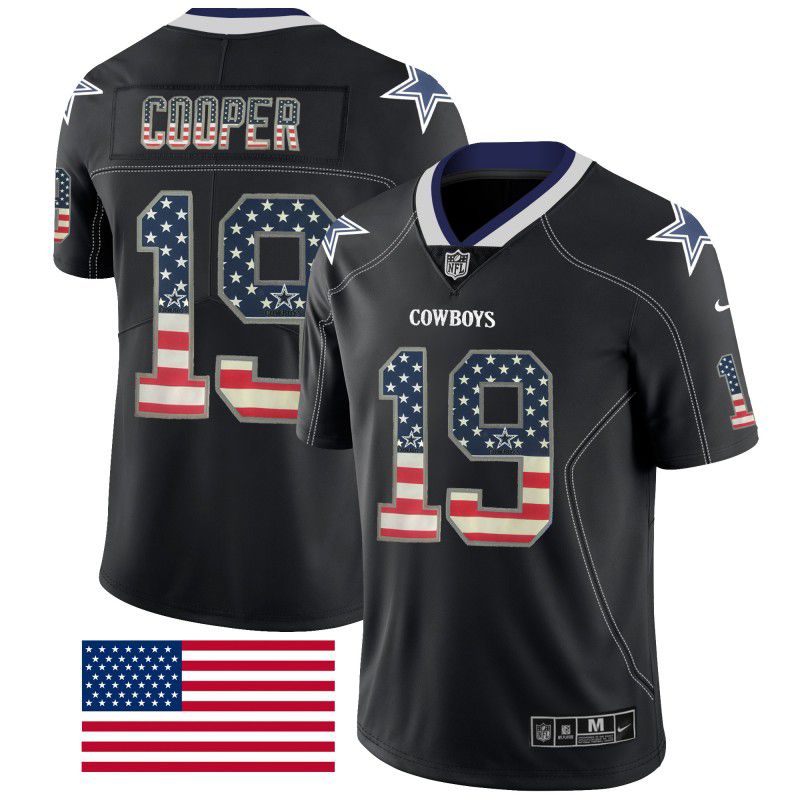 Men Dallas cowboys #19 Cooper Nike USA Flag Fashion Black Color Rush Limited NFL Jerseys